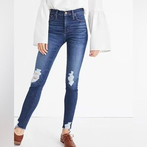Madewell 9” High Rise Skinny Raw Hem Blue Jeans in Kurt Wash H0317